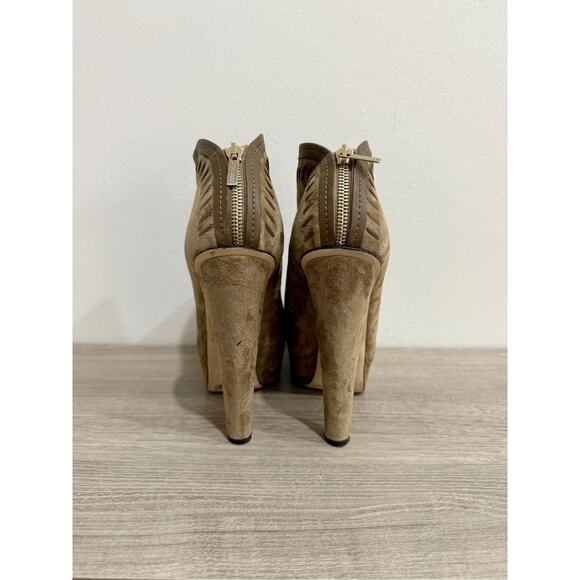 Jimmy Choo Evans Suede Platform Heels Ankle Bootie Brown Tan Womens Size EU 39 - Picture 6 of 8